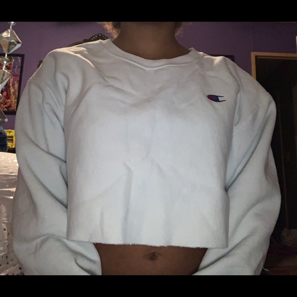 White Champion Sweater Crop